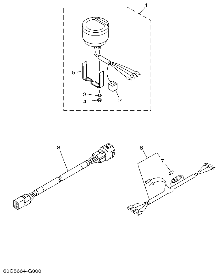 Yamaha F100BET METER parts diagram